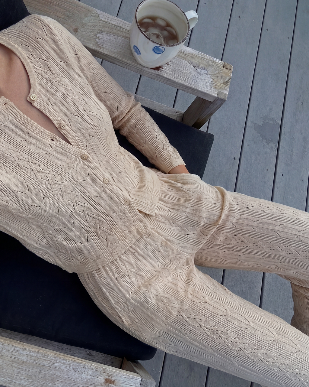 Beige Knit Lounge Set