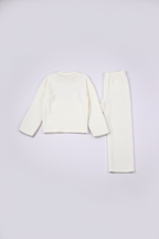 Cozy White Oversized Fur-Striped Pyjama