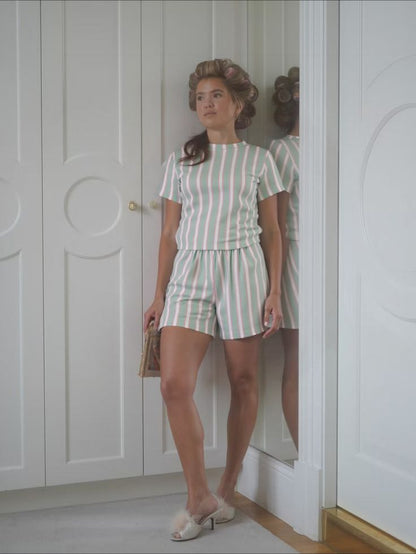 Strip Mint Green Pyjama Set