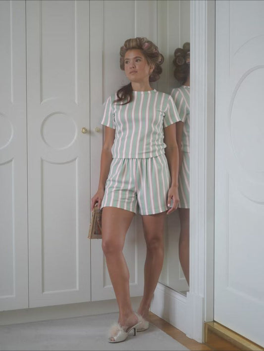 Strip Mint Green Pyjama Set