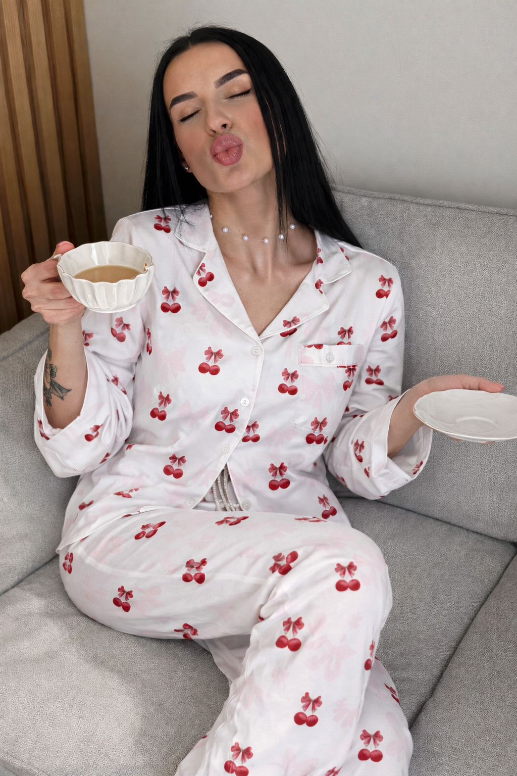 Cherry Blossom Printed Pyjama Set