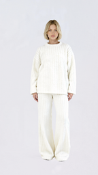 Cozy White Oversized Fur-Striped Pyjama