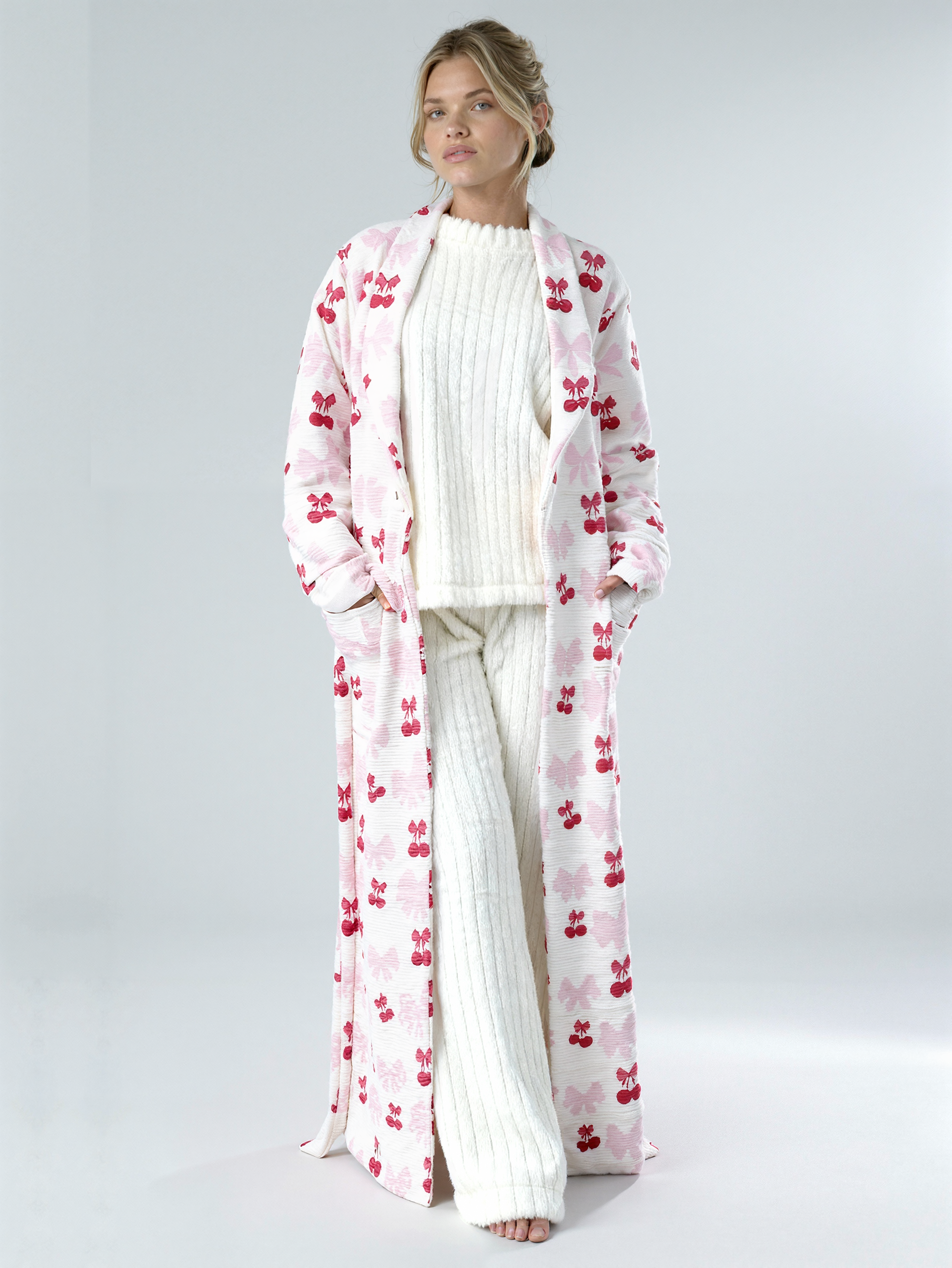 Charming Cherry Print Robe