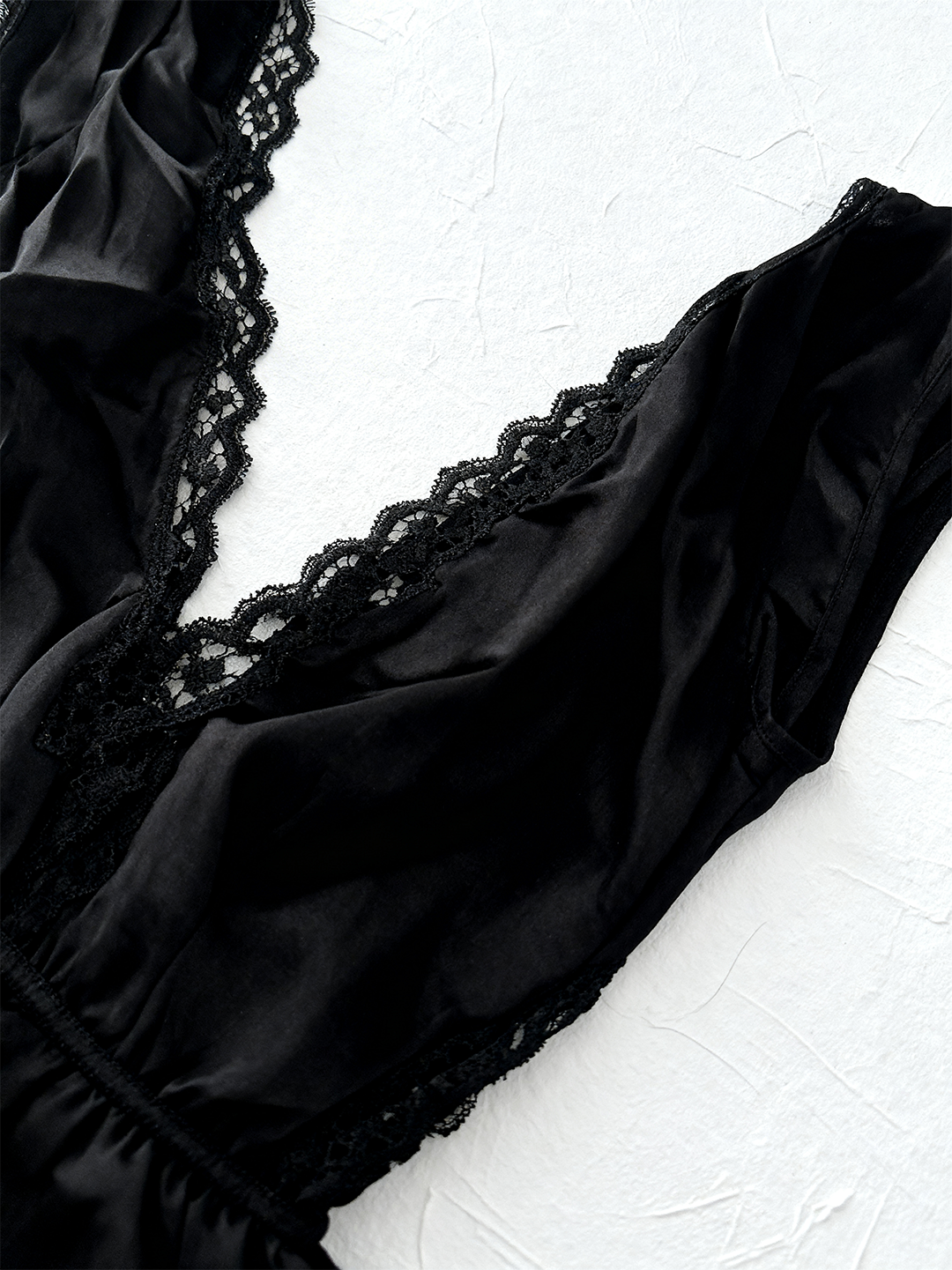 Midnight V Lace Satin Dress