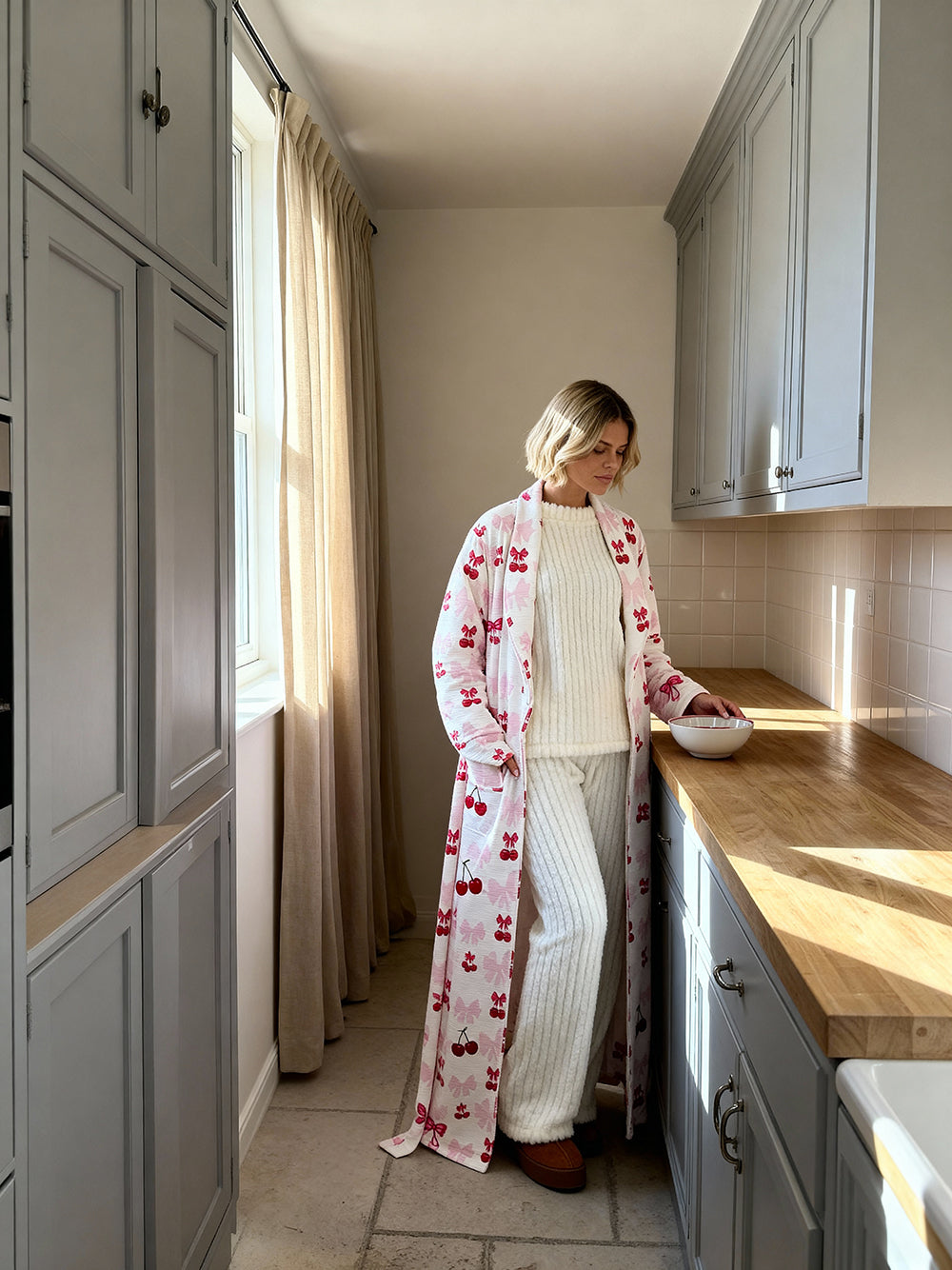 Charming Cherry Print Robe