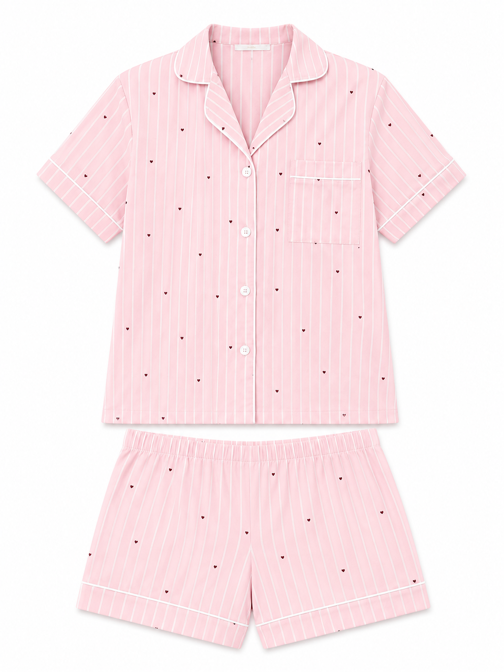 Pink Striped Heart Pajama Set