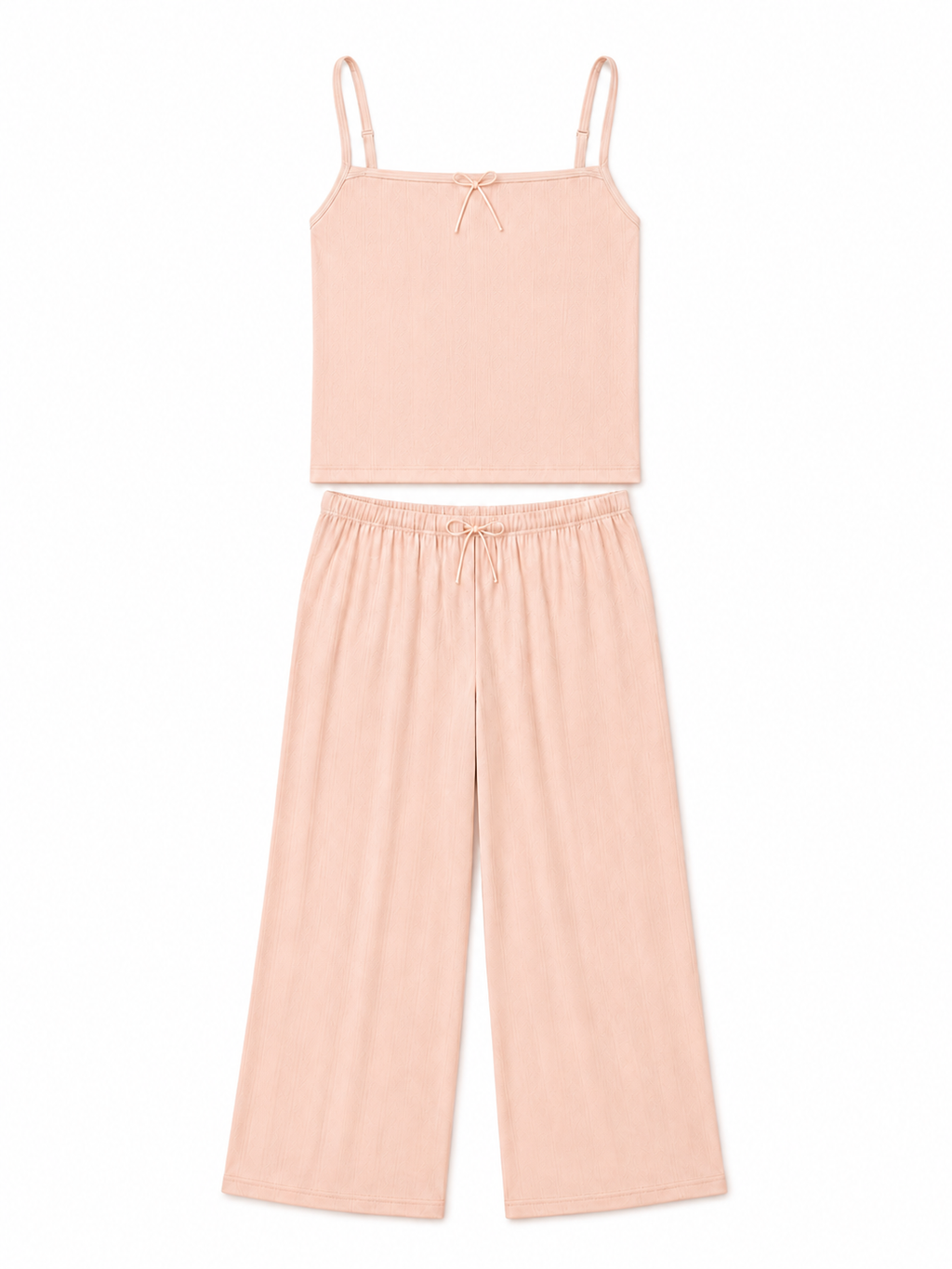 Peach Ribbed 3-Piece Pajama Set