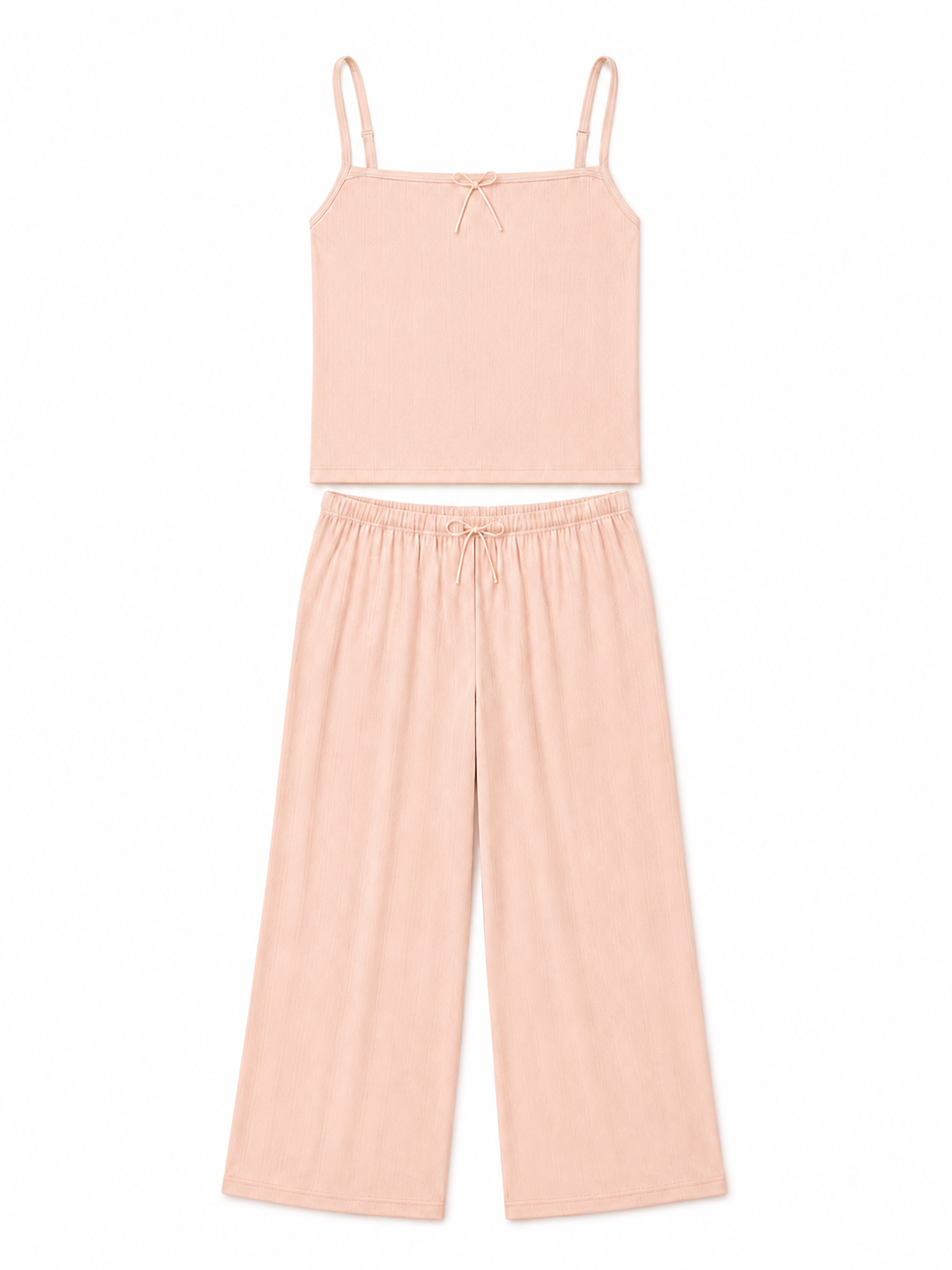 Peach Ribbed 3-Piece Pajama Set