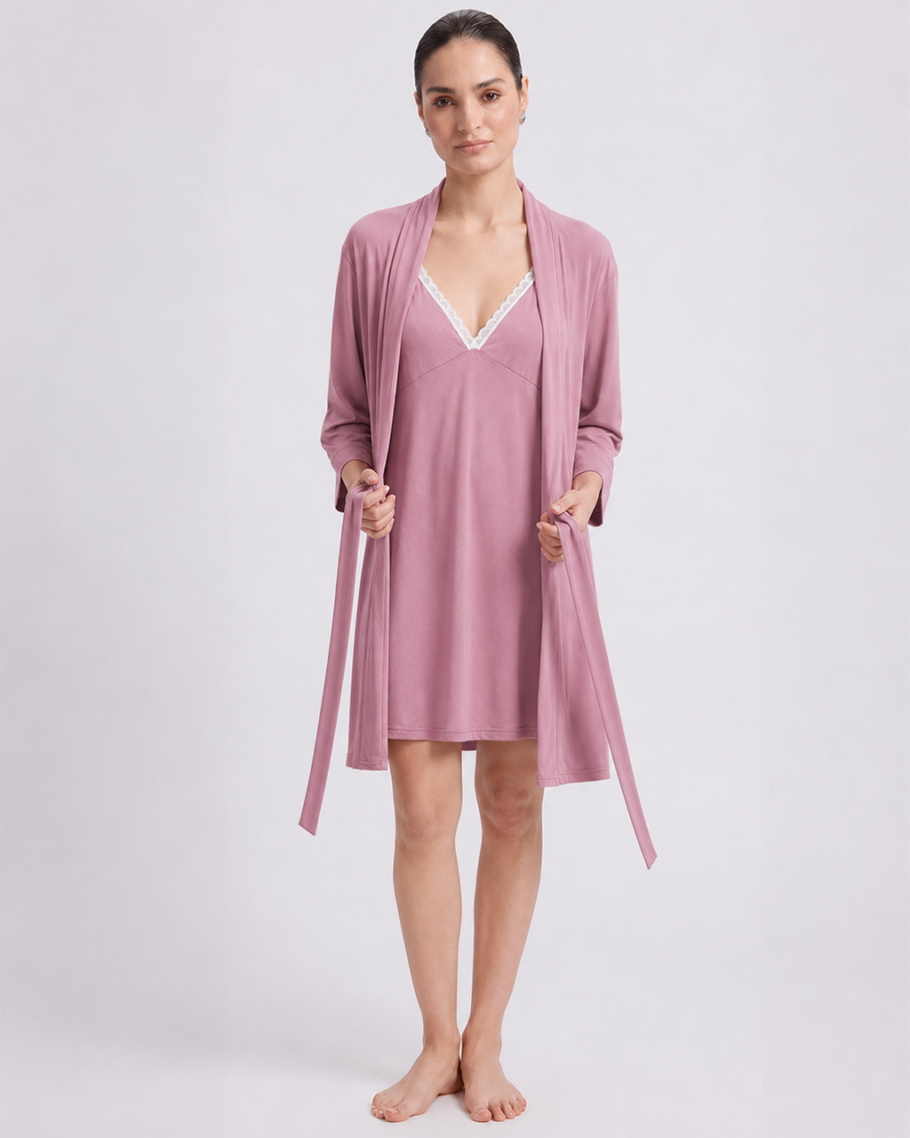 Dusty Rose Nightgown & Robe Set