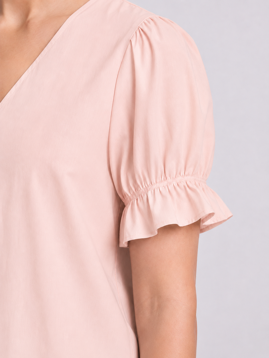 Blush V-Neck Ruffle Pajama Set