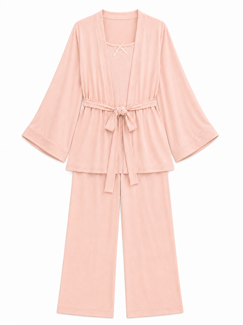 Peach Ribbed 3-Piece Pajama Set