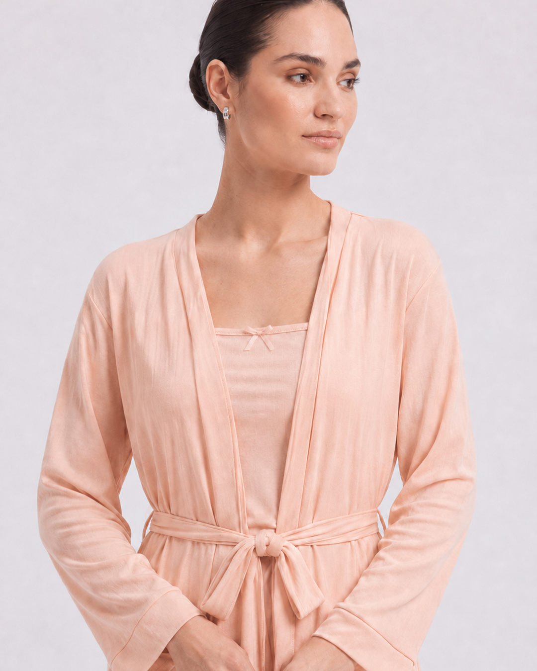 Peach Ribbed 3-Piece Pajama Set