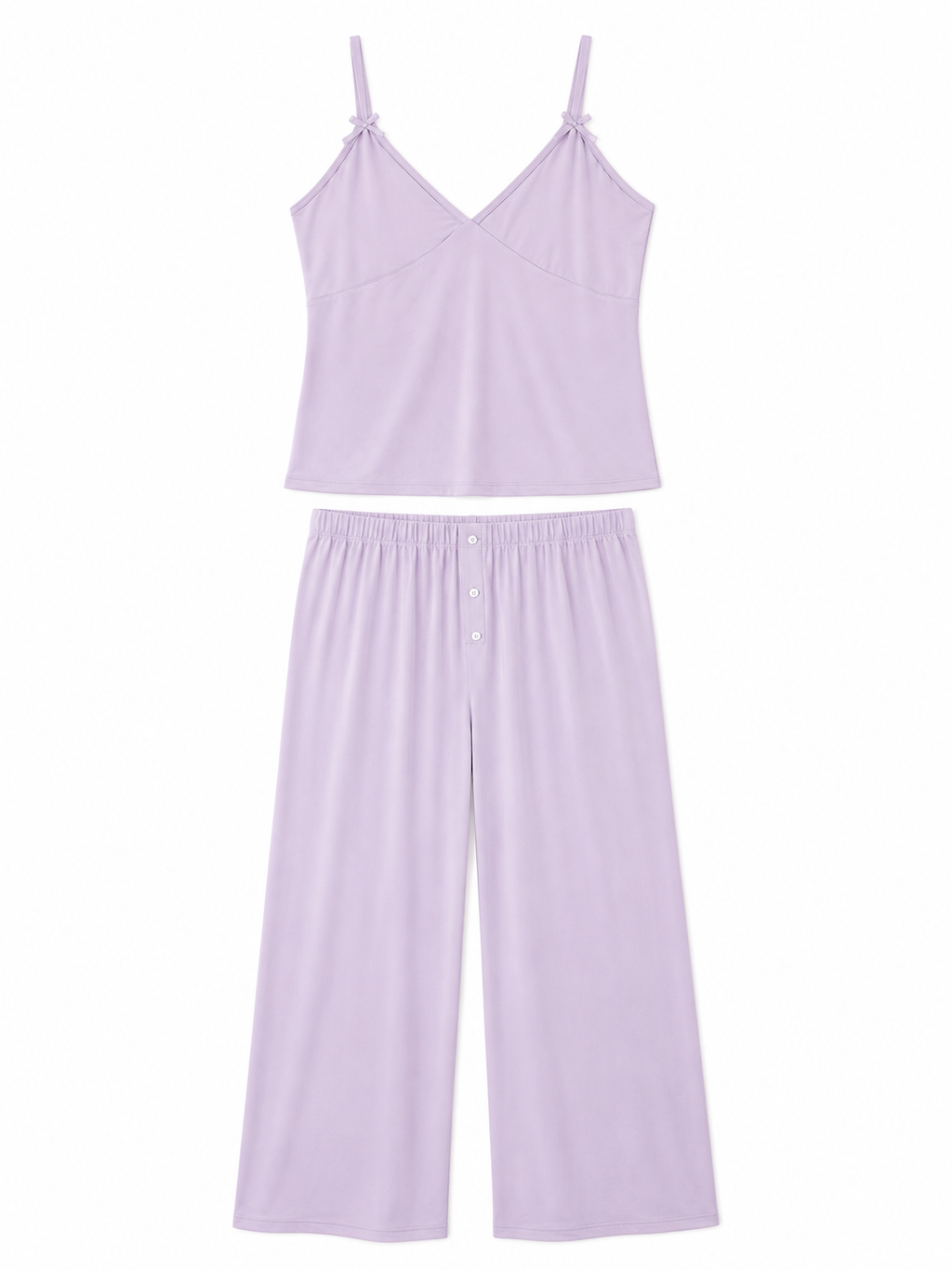Lilac Bow Wide-Leg Pajama Set