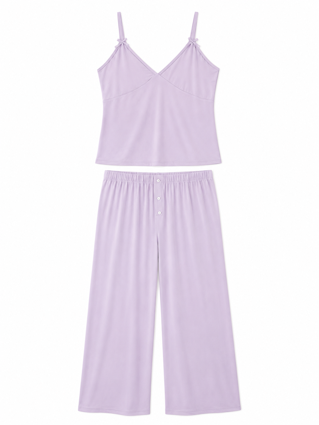 Lilac Bow Wide-Leg Pajama Set