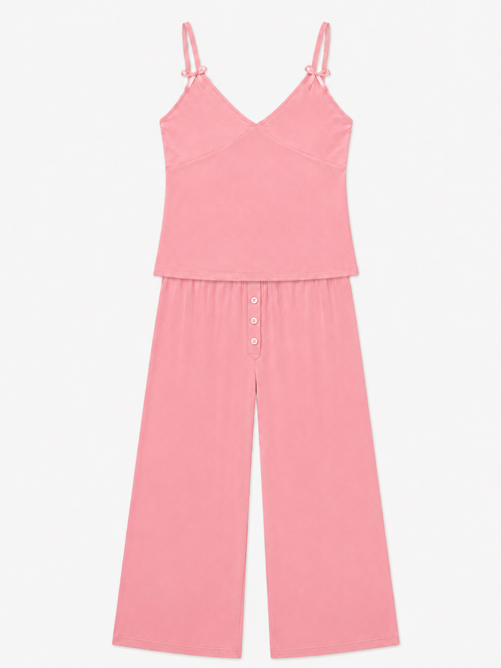 Blush Bow Wide-Leg Pajama Set